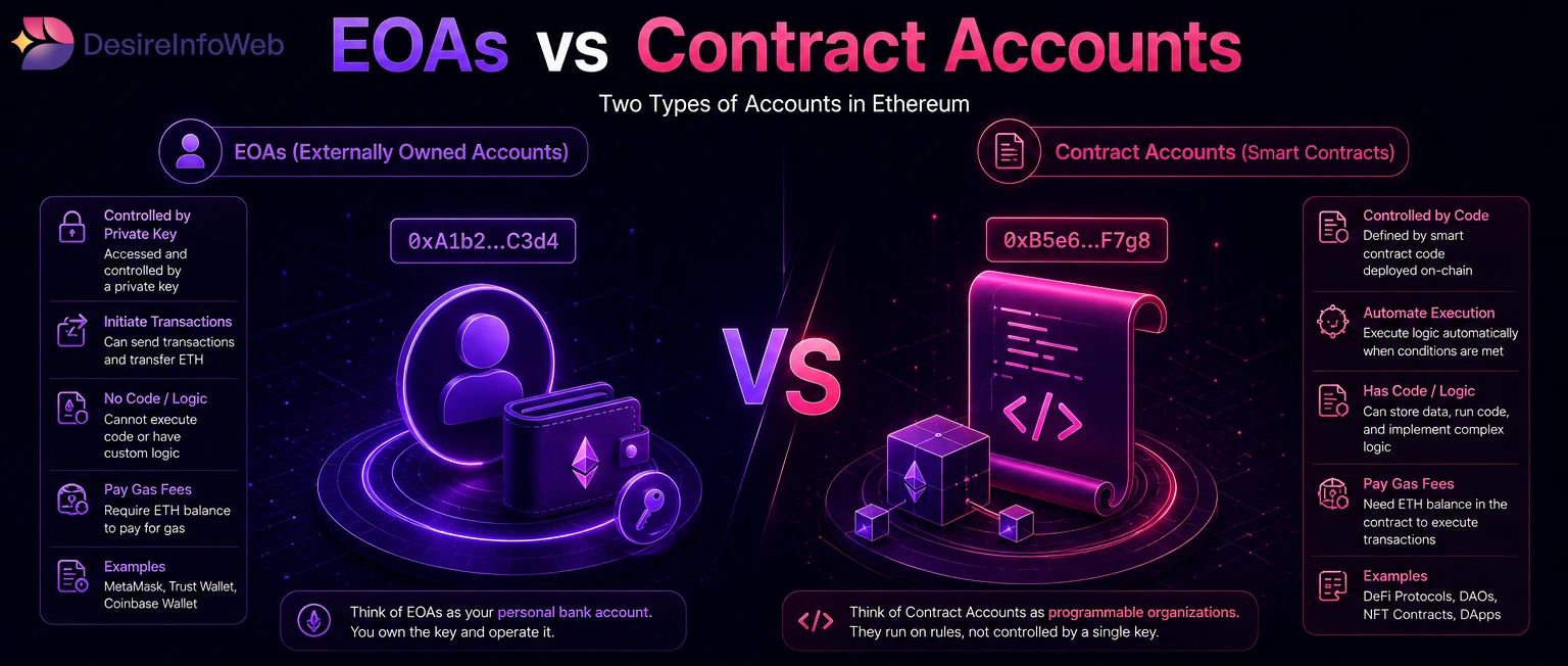 Ethereum Accounts Explained: EOAs vs Contract Accounts