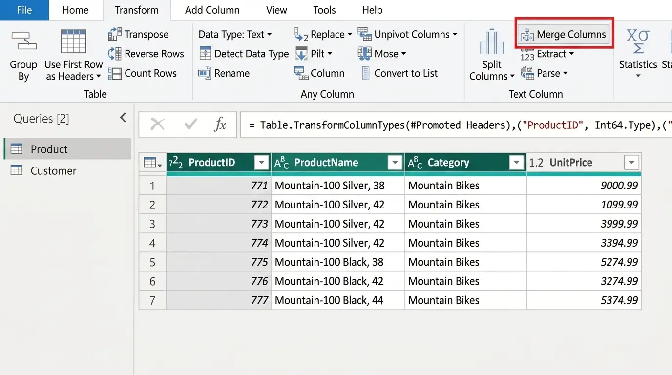 Merge Data in Columns