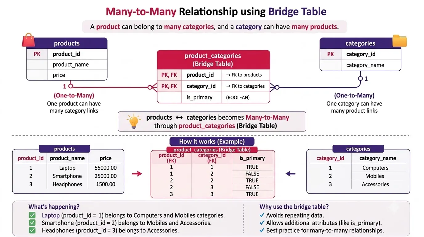Products and Categories Bridge table